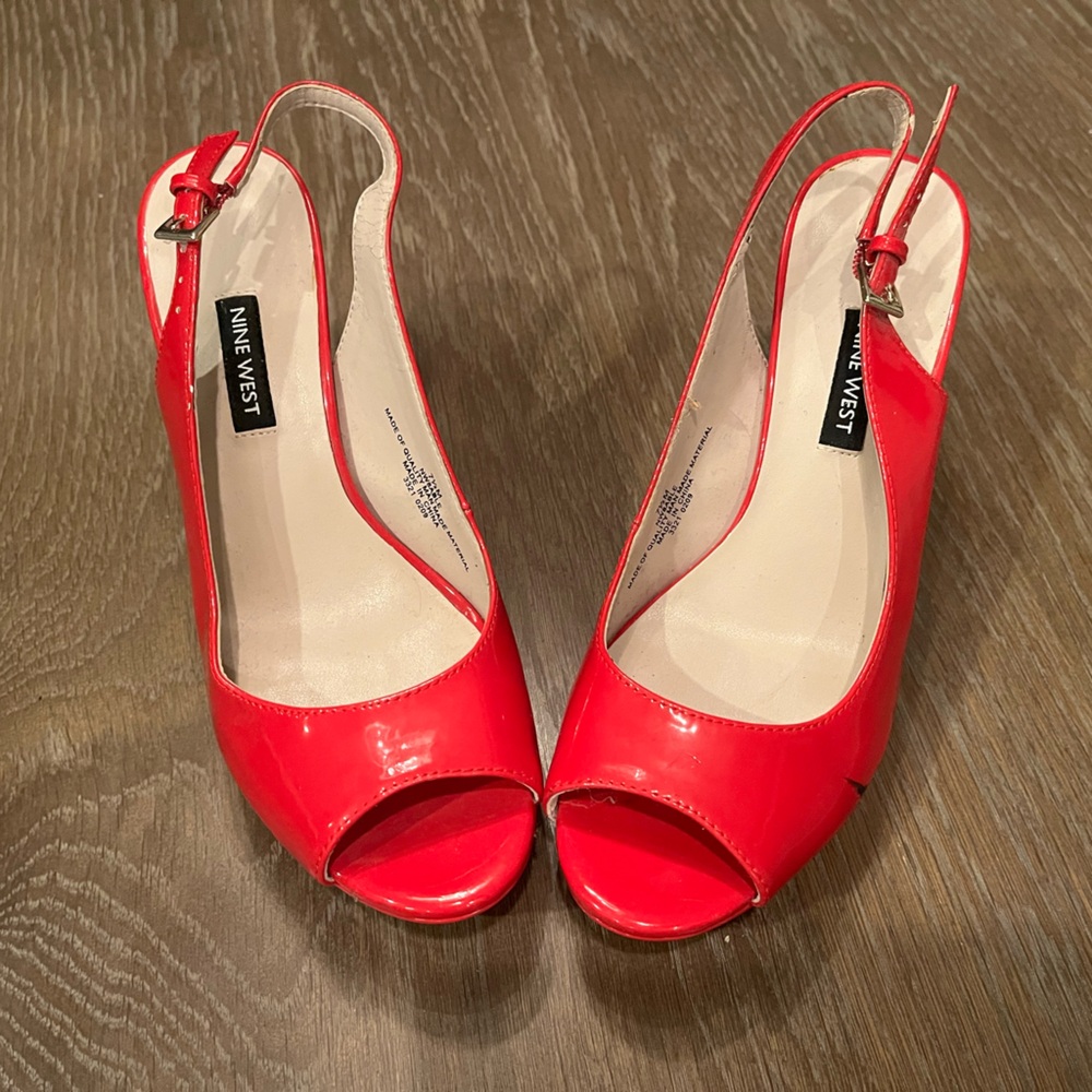 New | Nine West | Red Open-Toe Heels | Perfect Condition